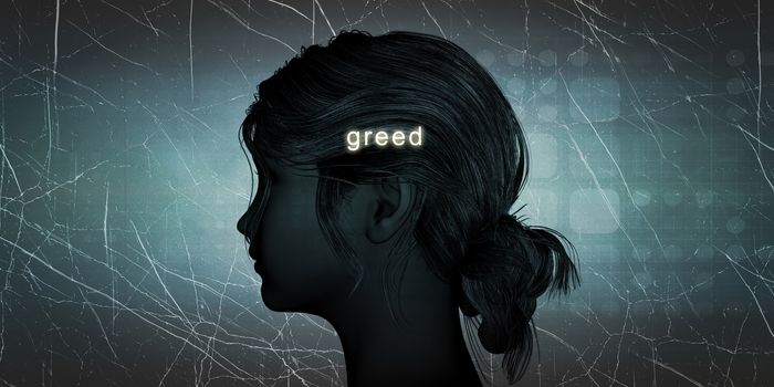 Woman Facing Greed as a Personal Challenge Concept