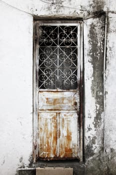 Old wooden door at Stone Town the capital of Zanzibar island East Africa.