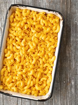 close up of rustic macaroni and cheese