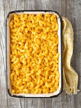 close up of rustic macaroni and cheese