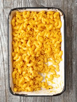 close up of rustic macaroni and cheese