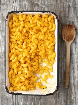 close up of rustic macaroni and cheese