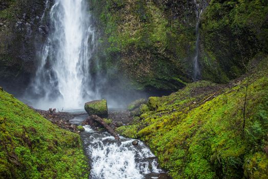 Scenic Oregon Multnomah Falls. Columbia Gorge Region. United States.