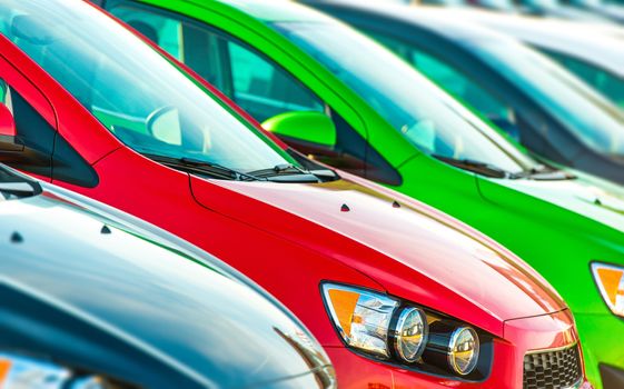 Cars Marketplace. Car Dealer Colorful Cars Stock. 