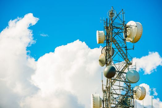 Modern Cellular Antenna Tower. Mobile Carrier Tower. Wireless Technology