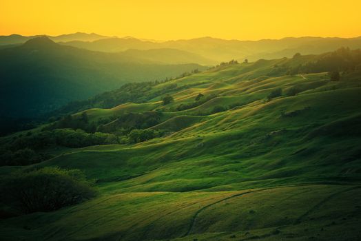 Northern California Landscape. Scenic Vista East From Eureka, Humboldt County, California, United States. 