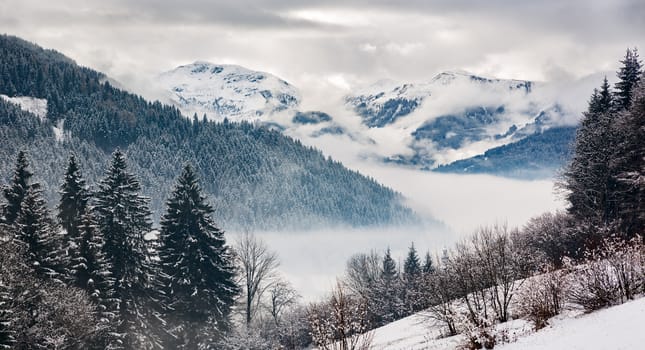 Zillertal at a winter day, Tyrol, Austrian Alps