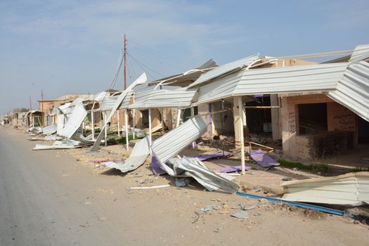 IRAQ, Al-Seneia: The town Al-Seneia is in ruins on January 23, 2016, after the PMU liberated the city from ISIS.The city was liberated on October 14, 2015, according to commander of Imam Ali brigade who spoke with our contributor. ISIS is said to have destroyed much of the town including important building such as schools and hospitals.