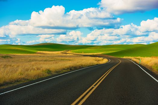 Scenic Road Drive. Eastern Washington State Scenic Landscape. United States.