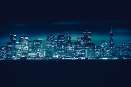San Francisco Blue Skyline Photo Concept. San Francisco Cityscape, California, United States.