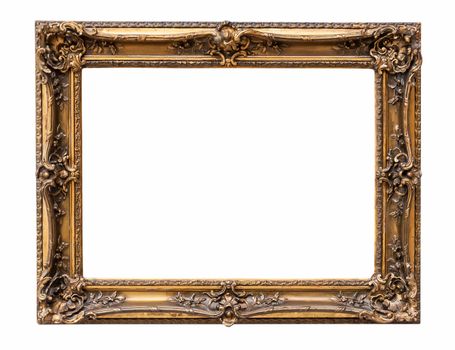 Rectangle decorative bronze picture frame isolated on white background with clipping path