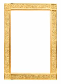 Rectangle decorative golden picture frame isolated on white background with clipping path