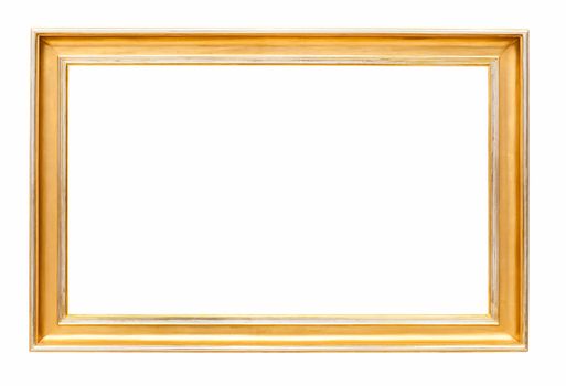 Rectangle decorative golden picture frame isolated on white background with clipping path