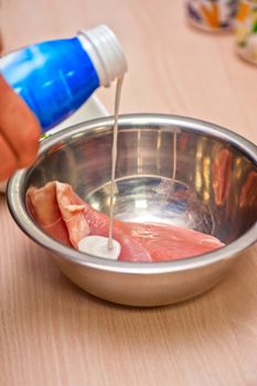 chicken breast meat with yogurt sauce