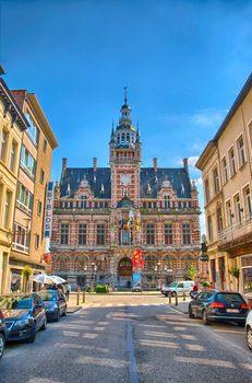 ANTWERP, BELGIUM - JUN 2013: Street with guild houses on June 7, 2013 in Antwerp, Belgium