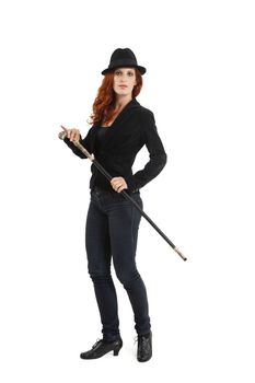Portrait Of Female Magician Isolated Over White Background