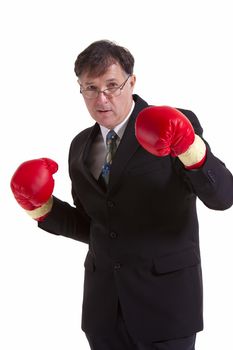 Business man fighting for his company