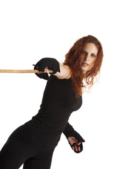 Woman with a fighting stick