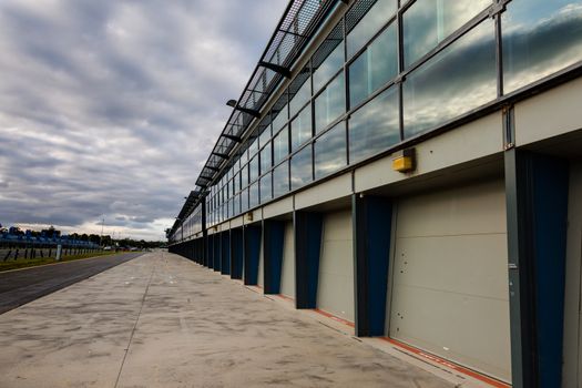 Albert Park's Pit lane during setup for the Australian Formula 1 Grand Prix.