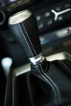 Modern Car Automatic Transmission Stick Closeup. 