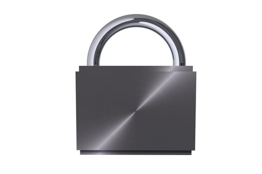 Metal Padlock Isolated on White Background. Simple 3D Padlock Model.