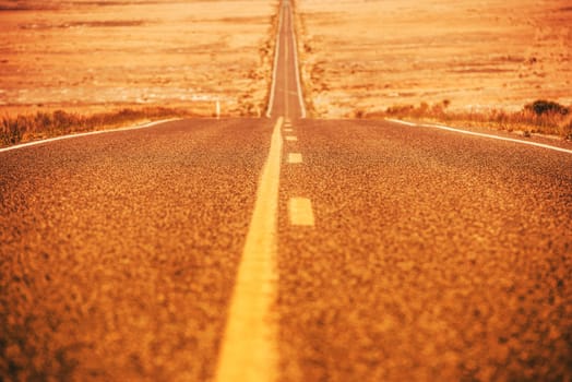 Road To Nowhere with Passing Zone. Western Utah Countryside Highway During Hot Summer Day.