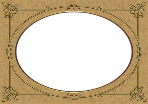 Browny Gold Vintage Frame with Solid White Elipse Copyspace