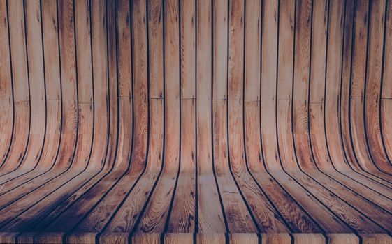 Wood Background Cyclorama Shape. Wooden Wall and Floor 