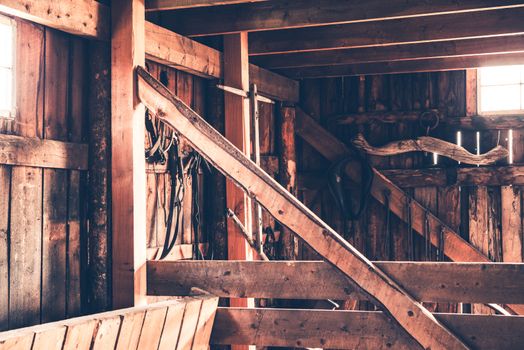 Rustic Barn Interior. Old Wood Farm Barn