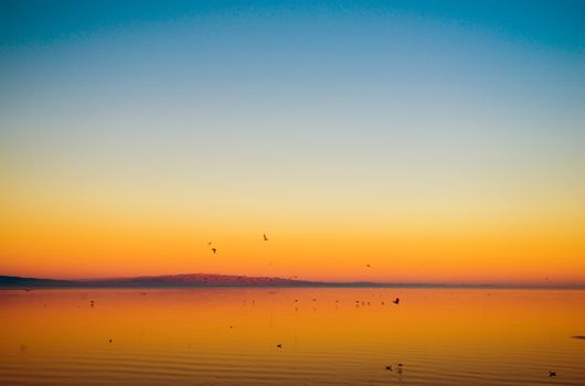 California Lake Sunset. Scenic Salton Sea Sunset - Coachella Valley, United States.