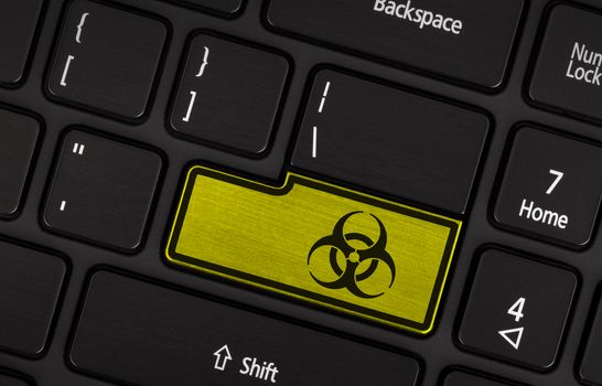 Symbol on button keyboard, warning (yellow) - biohazard