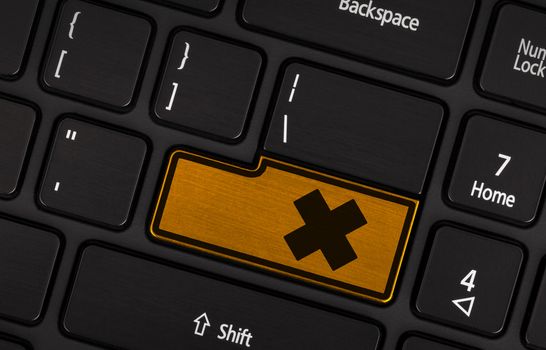 Symbol on button keyboard, warning (yellow) - irritation