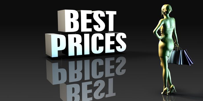 Best Prices as a Concept with Lady Holding Shopping Bags