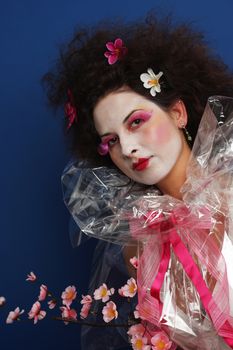 Beautiful lady with flower dress