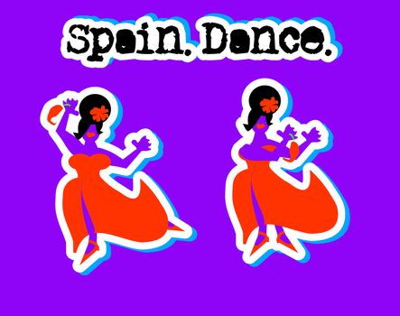 Spanish Woman in Red Dress Dancing Icons Set