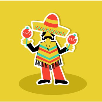 cartoon Mexican man symbol icon