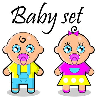 Baby girl and boy icons