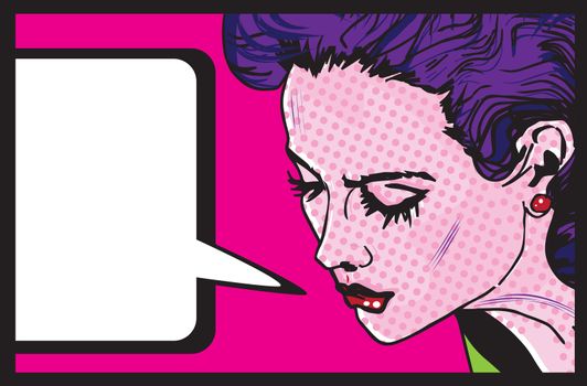 Retro woman comics style background banner