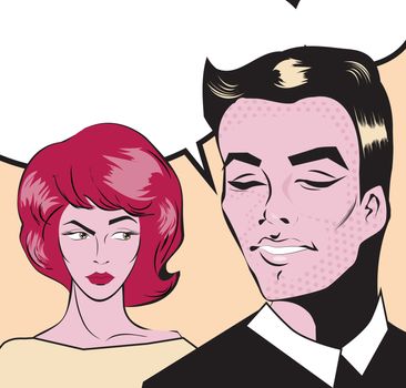 Pop Art talking Couple Love Relationship