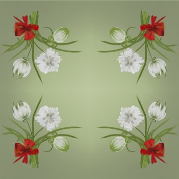 Retro white flower card background Hand Draw