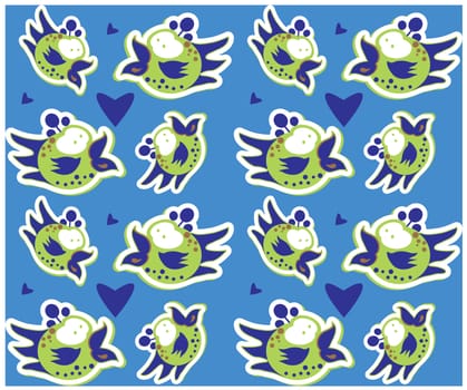 Colorful birds seamless pattern different cute birds background