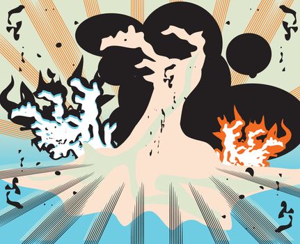 pop art explosion over boom background. vector illustration