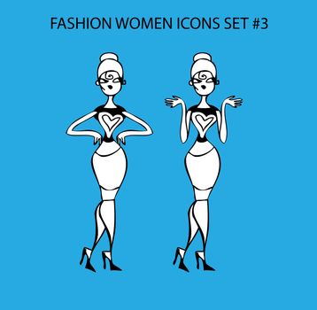 Fashion woman icon doodles tattoo girls part 1 fashionable lady