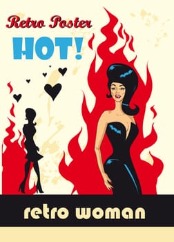 Retro poster hot woman in love