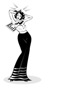 Vector Clip Art Illustration of a Sexy Female Sailor Pinup retro poster