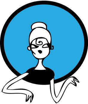 Doodles Strong Retro Woman Clip Art