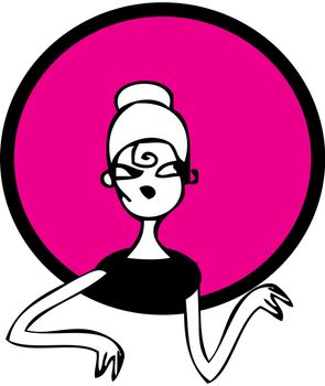 Doodles Strong Retro Woman Clip Art