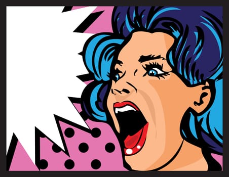 screaming woman girl retro pop art love illustration