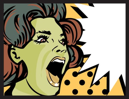 screaming woman girl retro pop art love illustration