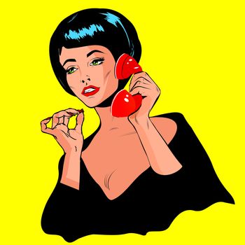 Lady Chatting On The Phone - Retro Clip Art vintage collection